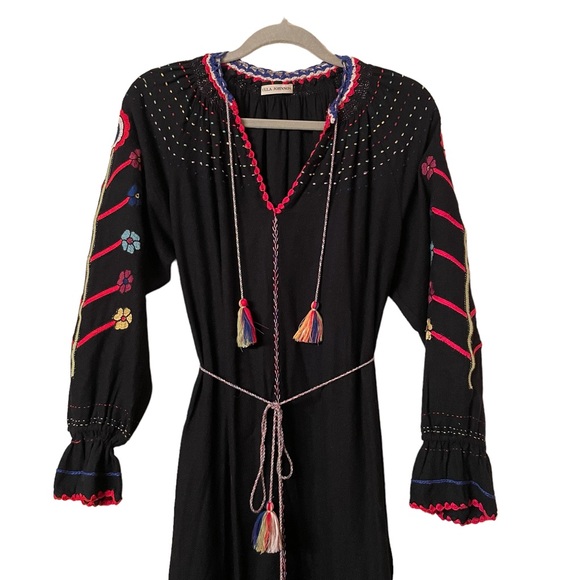 Ulla Johnson Dresses & Skirts - Ulla Johnson Silk Natalia Dress Flower Embroidered in Midnight Black